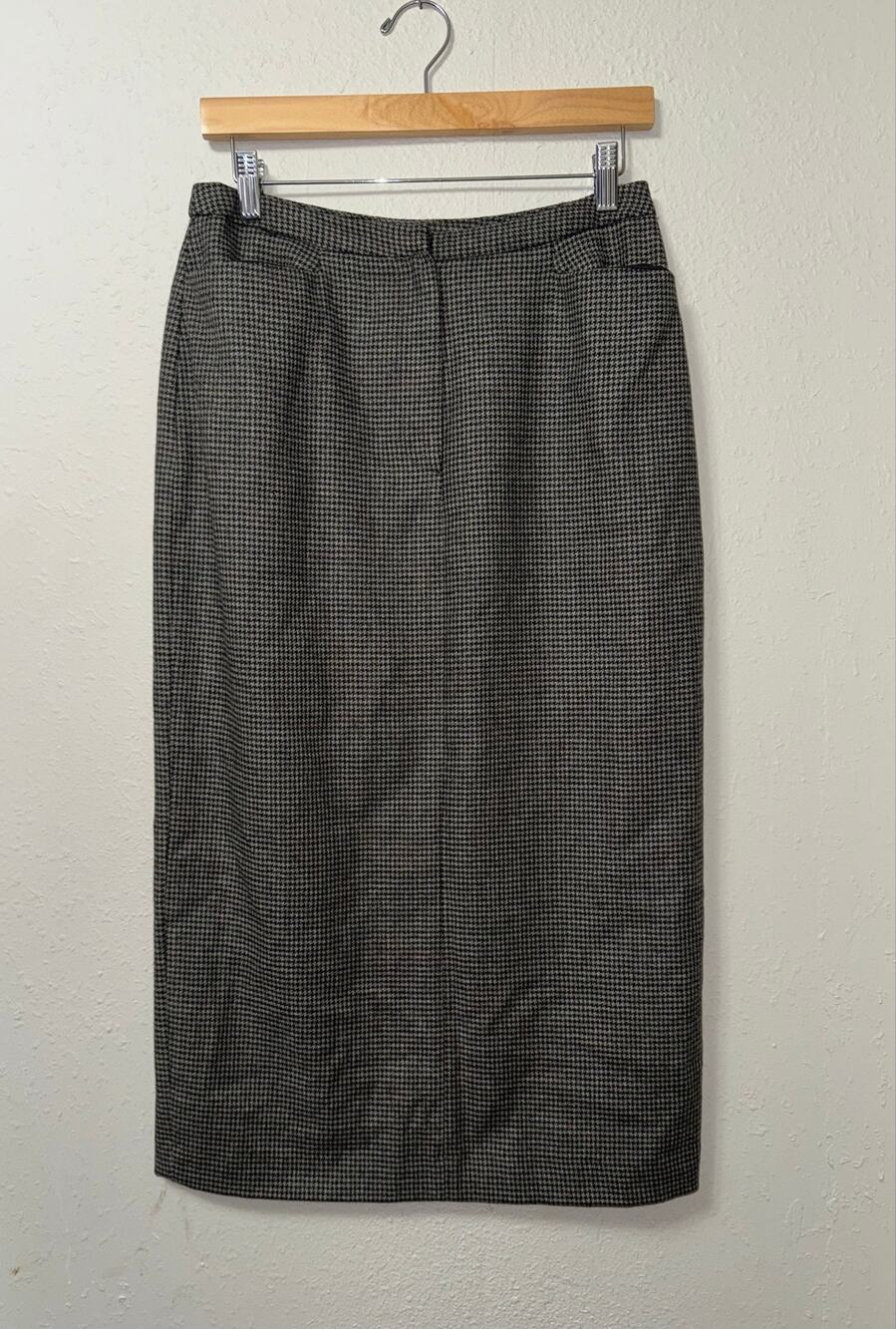 Lauren Ralph Lauren Wool Houndstooth Midi Skirt Womens Size 8 Academia Fall Warm